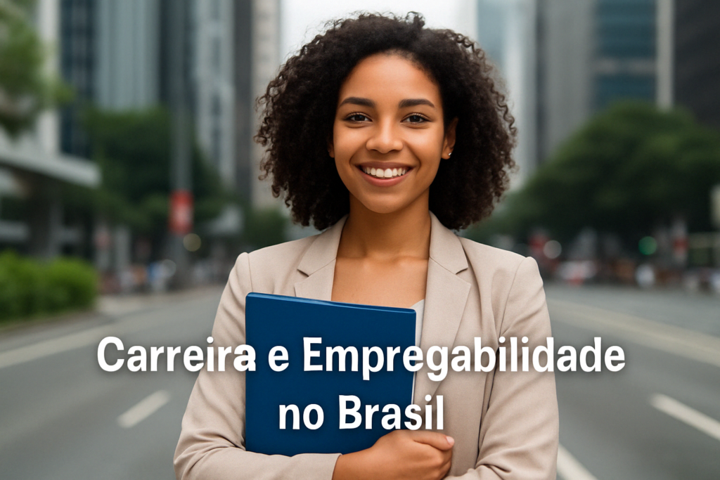 Jovem brasileira refletindo sobre novas oportunidades de emprego e crescimento profissional em 2025